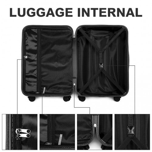 Easy Luggage K2391L - British Traveller 24 Inch Durable Polycarbonate and ABS Hard Shell Suitcase With TSA Lock - Black