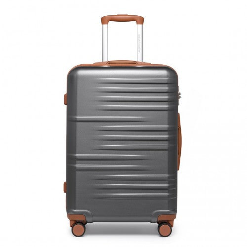 K2391L British Traveller 28 Inch Durable Polycarbonate and ABS Hard Shell Suitcase With TSA Lock Grey And Brown