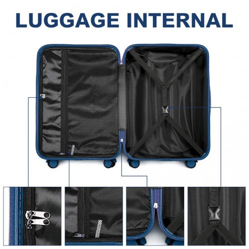 Easy Luggage K2391L - British Traveller 20 Inch Durable Polycarbonate and ABS Hard Shell Suitcase With TSA Lock - Navy