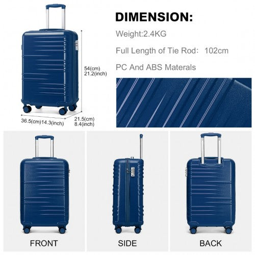 Easy Luggage K2391L - British Traveller 20 Inch Durable Polycarbonate and ABS Hard Shell Suitcase With TSA Lock - Navy