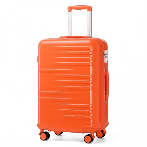 Easy Luggage K2391L - British Traveller 24 Inch Durable Polycarbonate and ABS Hard Shell Suitcase With TSA Lock - Orange