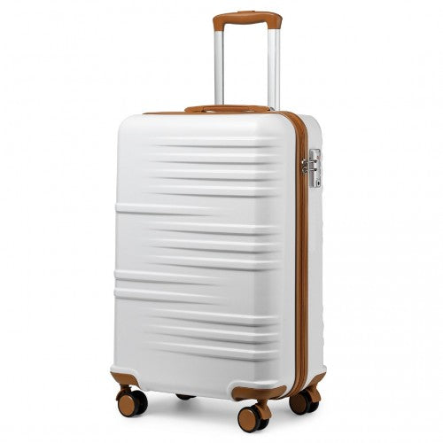 Easy Luggage K2391L - British Traveller 20 Inch Durable Polycarbonate and ABS Hard Shell Suitcase With TSA Lock - White