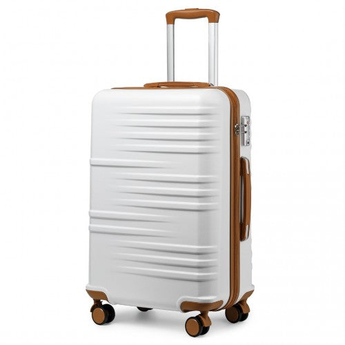 Easy Luggage K2391L - British Traveller 24 Inch Durable Polycarbonate and ABS Hard Shell Suitcase With TSA Lock - White