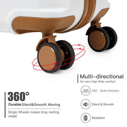 Easy Luggage K2391L - British Traveller 28 Inch Durable Polycarbonate and ABS Hard Shell Suitcase With TSA Lock - White