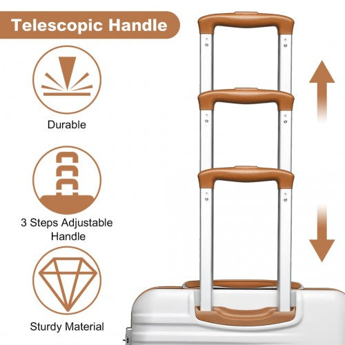 Easy Luggage K2391L - British Traveller 28 Inch Durable Polycarbonate and ABS Hard Shell Suitcase With TSA Lock - White