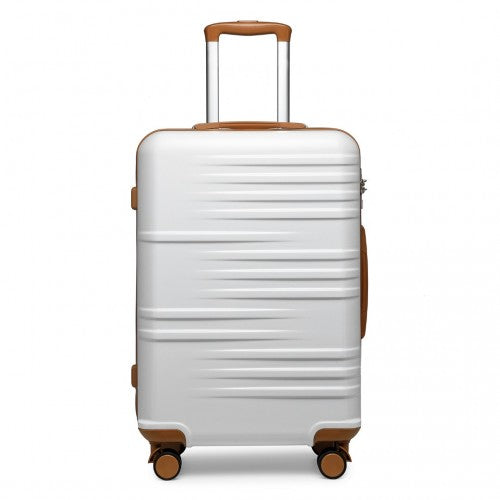 Easy Luggage K2391L - British Traveller 28 Inch Durable Polycarbonate and ABS Hard Shell Suitcase With TSA Lock - White