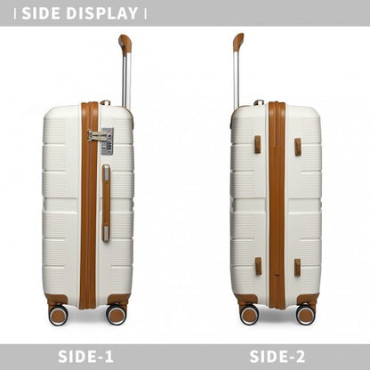 Easy Luggage K2392L - British Traveller 20 Inch Multi-Texture Polypropylene Hard Shell Suitcase With TSA Lock - Cream