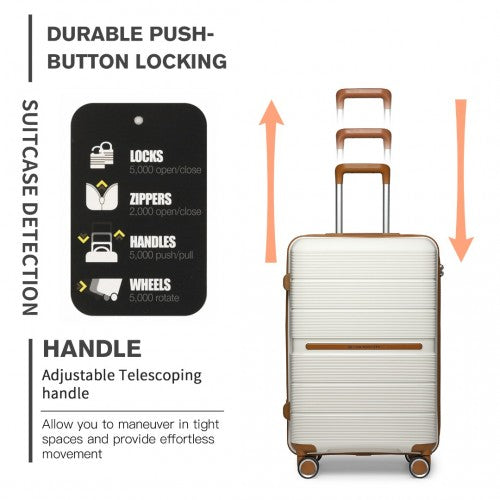 Easy Luggage K2392L - British Traveller 20 Inch Multi-Texture Polypropylene Hard Shell Suitcase With TSA Lock - Cream