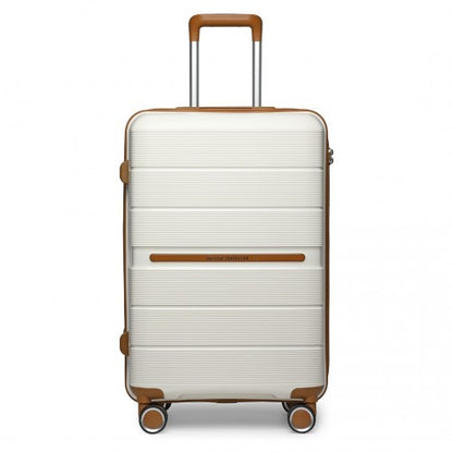 Easy Luggage K2392L - British Traveller 20 Inch Multi-Texture Polypropylene Hard Shell Suitcase With TSA Lock - Cream