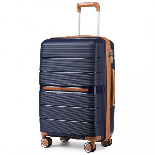 Easy Luggage K2392L - British Traveller 20 Inch Multi-Texture Polypropylene Hard Shell Suitcase With TSA Lock - Navy