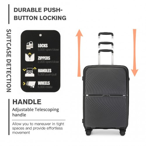 Easy Luggage K2393L - British Traveller 20 Inch Spinner Hard Shell PP Suitcase With TSA Lock - Black