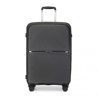 Easy Luggage K2393L - British Traveller 20 Inch Spinner Hard Shell PP Suitcase With TSA Lock - Black