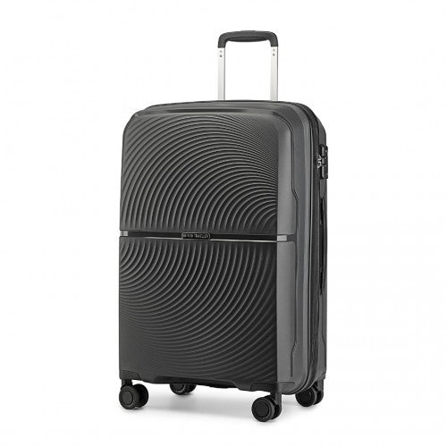 Easy Luggage K2393L - British Traveller 24 Inch Spinner Hard Shell PP Suitcase With TSA Lock - Black