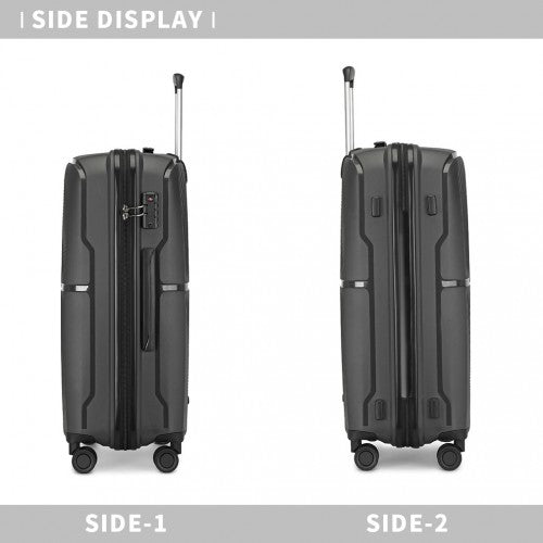 Easy Luggage K2393L - British Traveller 20 Inch Spinner Hard Shell PP Suitcase With TSA Lock - Black