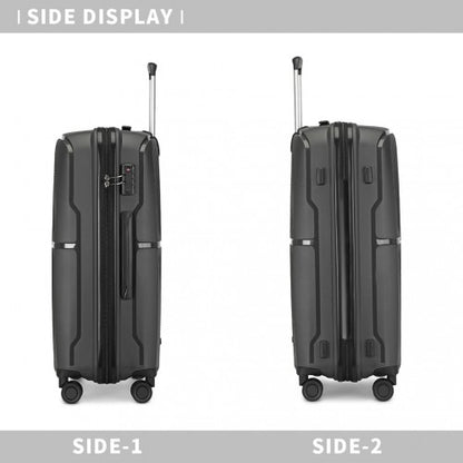 Easy Luggage K2393L - British Traveller 20 Inch Spinner Hard Shell PP Suitcase With TSA Lock - Black