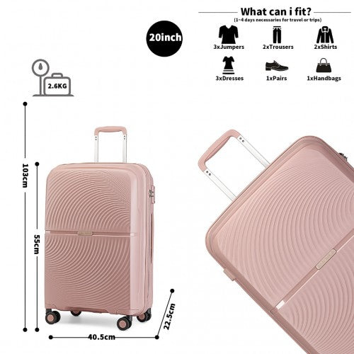 Easy Luggage K2393L - British Traveller 20 Inch Spinner Hard Shell PP Suitcase With TSA Lock - Nude