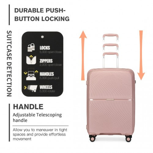 Easy Luggage K2393L - British Traveller 20 Inch Spinner Hard Shell PP Suitcase With TSA Lock - Nude