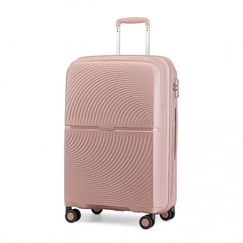 Easy Luggage K2393L - British Traveller 20 Inch Spinner Hard Shell PP Suitcase With TSA Lock - Nude