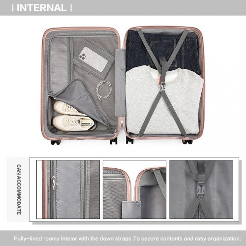 Easy Luggage K2393L - British Traveller 20 Inch Spinner Hard Shell PP Suitcase With TSA Lock - Nude