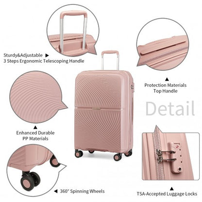 Easy Luggage K2393L - British Traveller 20 Inch Spinner Hard Shell PP Suitcase With TSA Lock - Nude