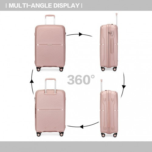 Easy Luggage K2393L - British Traveller 20 Inch Spinner Hard Shell PP Suitcase With TSA Lock - Nude