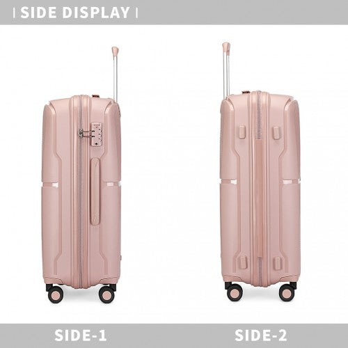 Easy Luggage K2393L - British Traveller 20 Inch Spinner Hard Shell PP Suitcase With TSA Lock - Nude