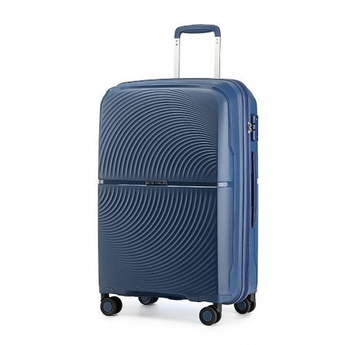 Easy Luggage K2393L - British Traveller 20 Inch Spinner Hard Shell PP Suitcase With TSA Lock - Navy