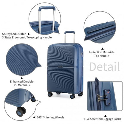 Easy Luggage K2393L - British Traveller 20 Inch Spinner Hard Shell PP Suitcase With TSA Lock - Navy