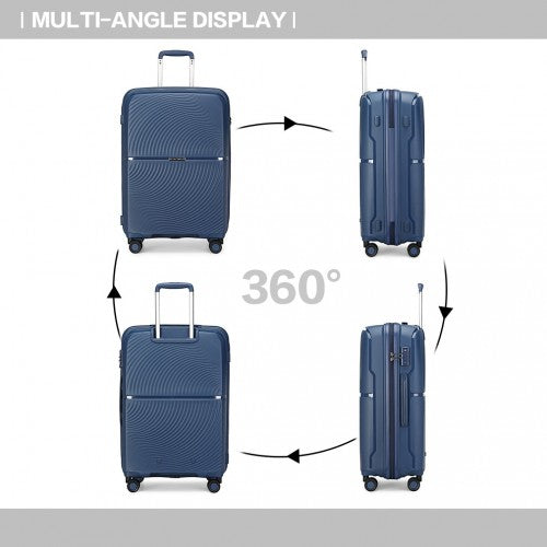 Easy Luggage K2393L - British Traveller 20 Inch Spinner Hard Shell PP Suitcase With TSA Lock - Navy