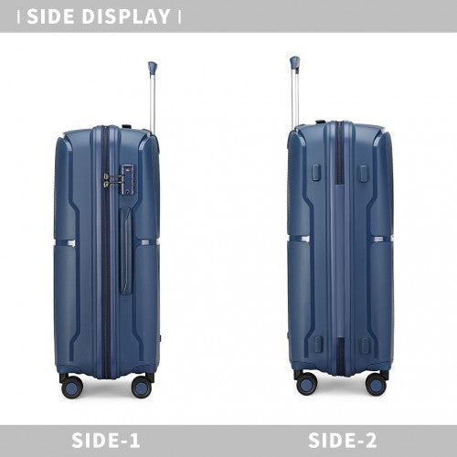 Easy Luggage K2393L - British Traveller 20 Inch Spinner Hard Shell PP Suitcase With TSA Lock - Navy