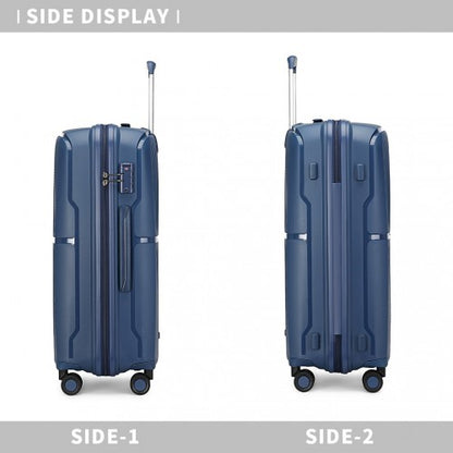 Easy Luggage K2393L - British Traveller 20 Inch Spinner Hard Shell PP Suitcase With TSA Lock - Navy