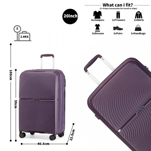 Easy Luggage K2393L - British Traveller 20 Inch Spinner Hard Shell PP Suitcase With TSA Lock - Purple