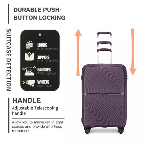 Easy Luggage K2393L - British Traveller 20 Inch Spinner Hard Shell PP Suitcase With TSA Lock - Purple