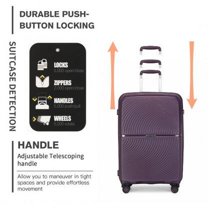 Easy Luggage K2393L - British Traveller 20 Inch Spinner Hard Shell PP Suitcase With TSA Lock - Purple