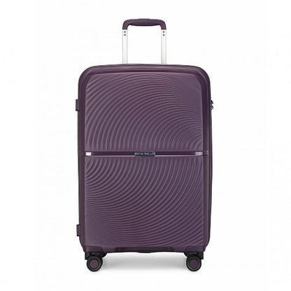 Easy Luggage K2393L - British Traveller 20 Inch Spinner Hard Shell PP Suitcase With TSA Lock - Purple