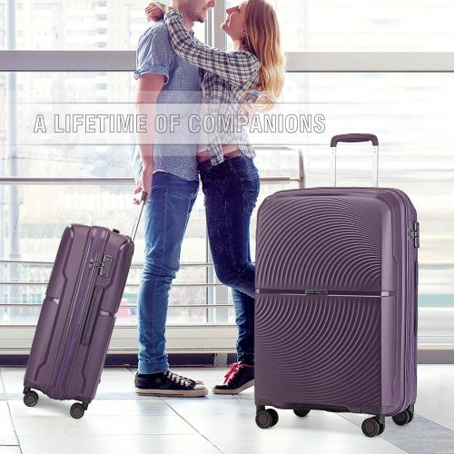 Easy Luggage K2393L - British Traveller 20 Inch Spinner Hard Shell PP Suitcase With TSA Lock - Purple