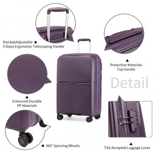 Easy Luggage K2393L - British Traveller 20 Inch Spinner Hard Shell PP Suitcase With TSA Lock - Purple