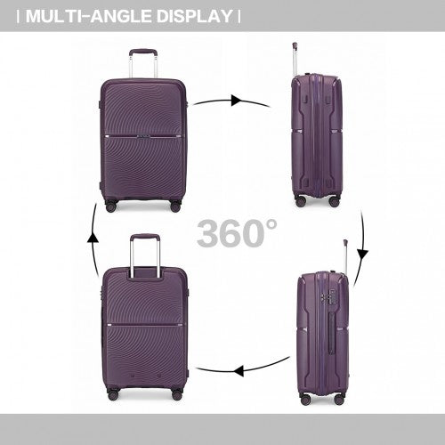 Easy Luggage K2393L - British Traveller 20 Inch Spinner Hard Shell PP Suitcase With TSA Lock - Purple