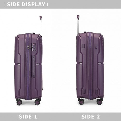 Easy Luggage K2393L - British Traveller 20 Inch Spinner Hard Shell PP Suitcase With TSA Lock - Purple