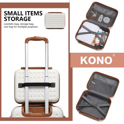 Easy Luggage K2394L - Kono 13 Inch Special Hard Shell ABS Vanity Case - Cream