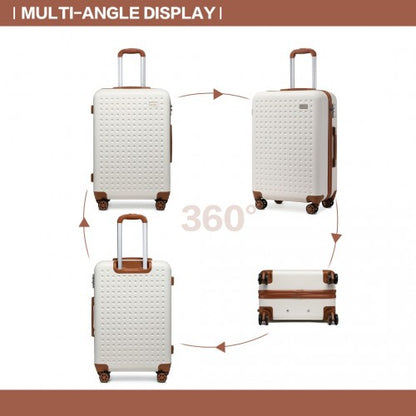 Easy Luggage K2394L - Kono 20 Inch Cabin Size Flexible Hard Shell ABS Suitcase With TSA Lock - Cream