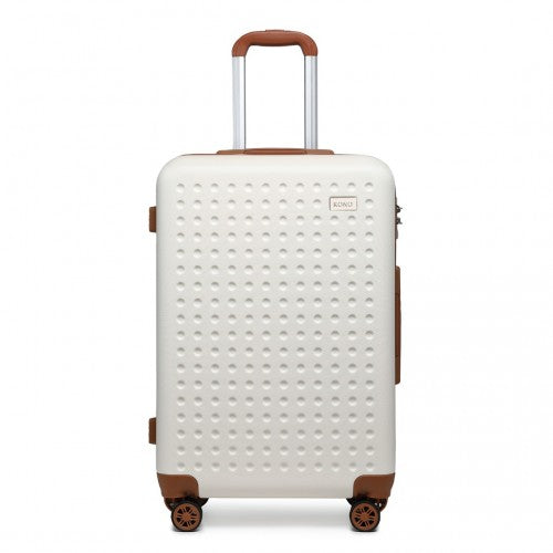 Easy Luggage K2394L - Kono 20 Inch Cabin Size Flexible Hard Shell ABS Suitcase With TSA Lock - Cream