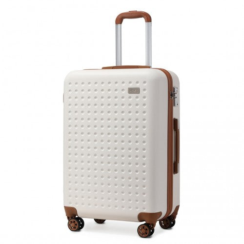 Easy Luggage K2394L - Kono 20 Inch Cabin Size Flexible Hard Shell ABS Suitcase With TSA Lock - Cream