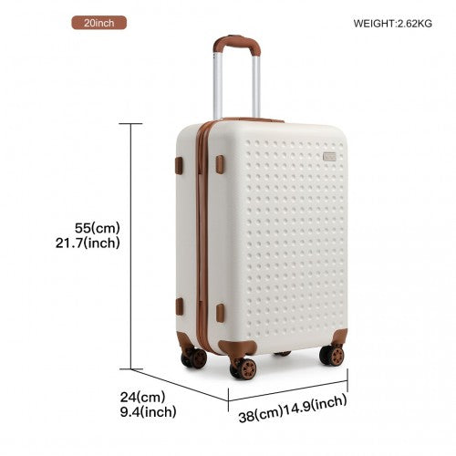 Easy Luggage K2394L - Kono 20 Inch Cabin Size Flexible Hard Shell ABS Suitcase With TSA Lock - Cream