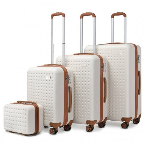 Easy Luggage K2394L - Kono Flexible Hard Shell ABS Suitcase With TSA Lock And Vanity Case 4 Piece Set - Cream