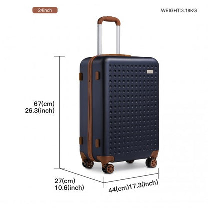 Easy Luggage K2394L - Kono 24 Inch Flexible Hard Shell ABS Suitcase With TSA Lock - Navy