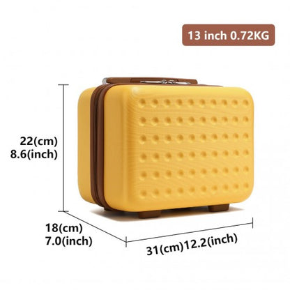 Easy Luggage K2394L - Kono 13 Inch Special Hard Shell ABS Vanity Case - Yellow