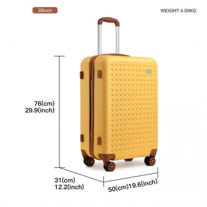 Easy Luggage K2394L - Kono 28 Inch Flexible Hard Shell ABS Suitcase With TSA Lock - Yellow