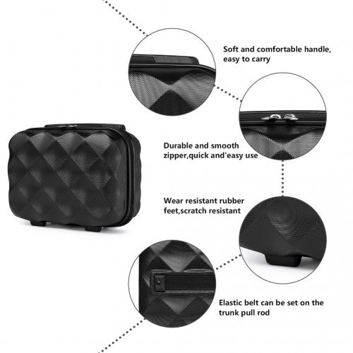 Easy Luggage K2395L - British Traveller 13 Inch Ultralight ABS And Polycarbonate Vanity Case - Black