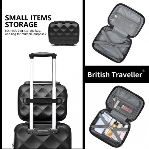 Easy Luggage K2395L - British Traveller 13 Inch Ultralight ABS And Polycarbonate Vanity Case - Black